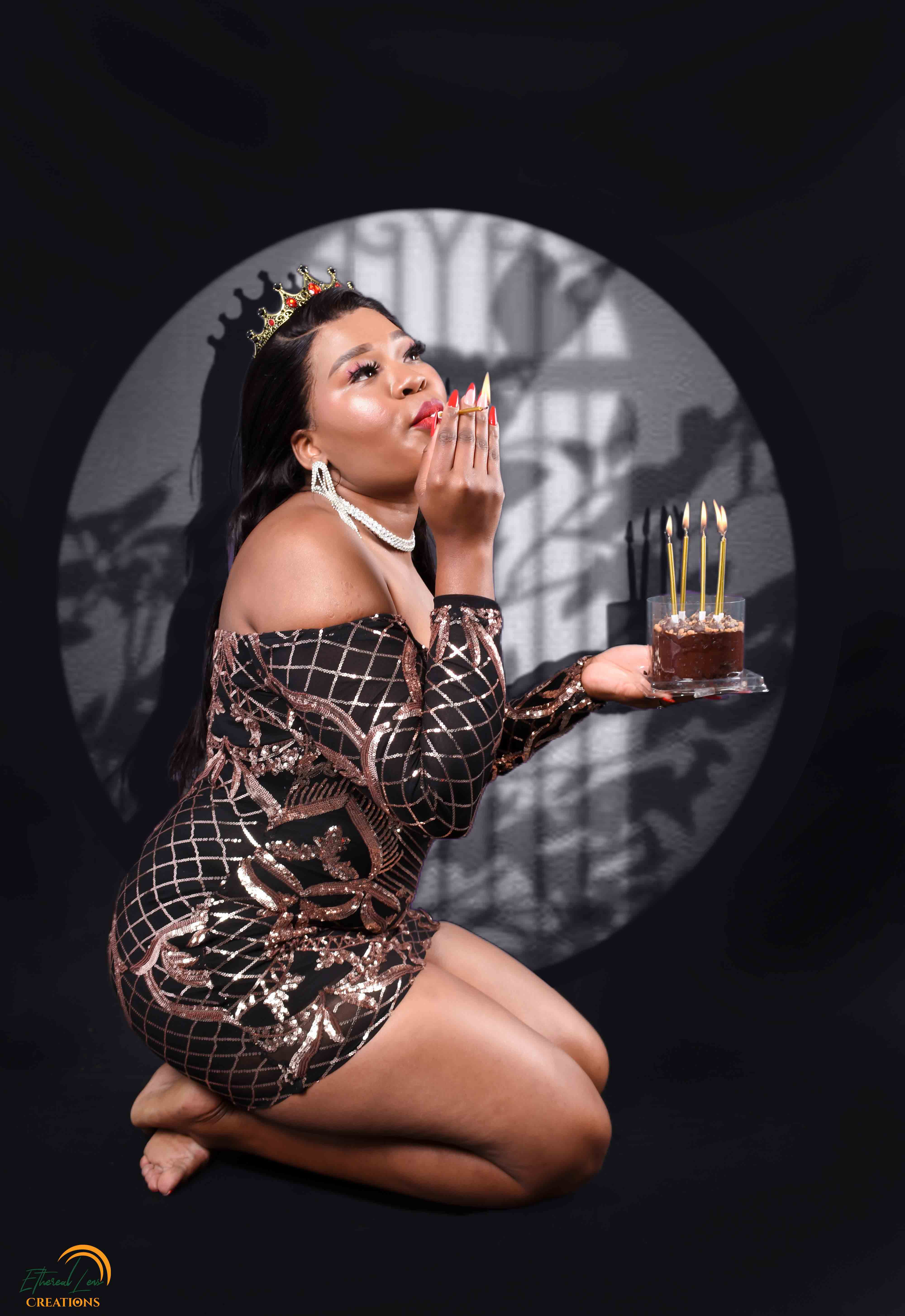 Luxury adult birthday setup with golden decor